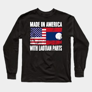 Made In America Vintage Half American Half Laotian Flag Laos Long Sleeve T-Shirt